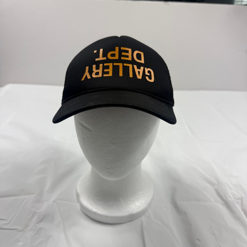 Gallery Dept Black Orange Upside Down Logo Trucker Hat Snapback Mesh Cap